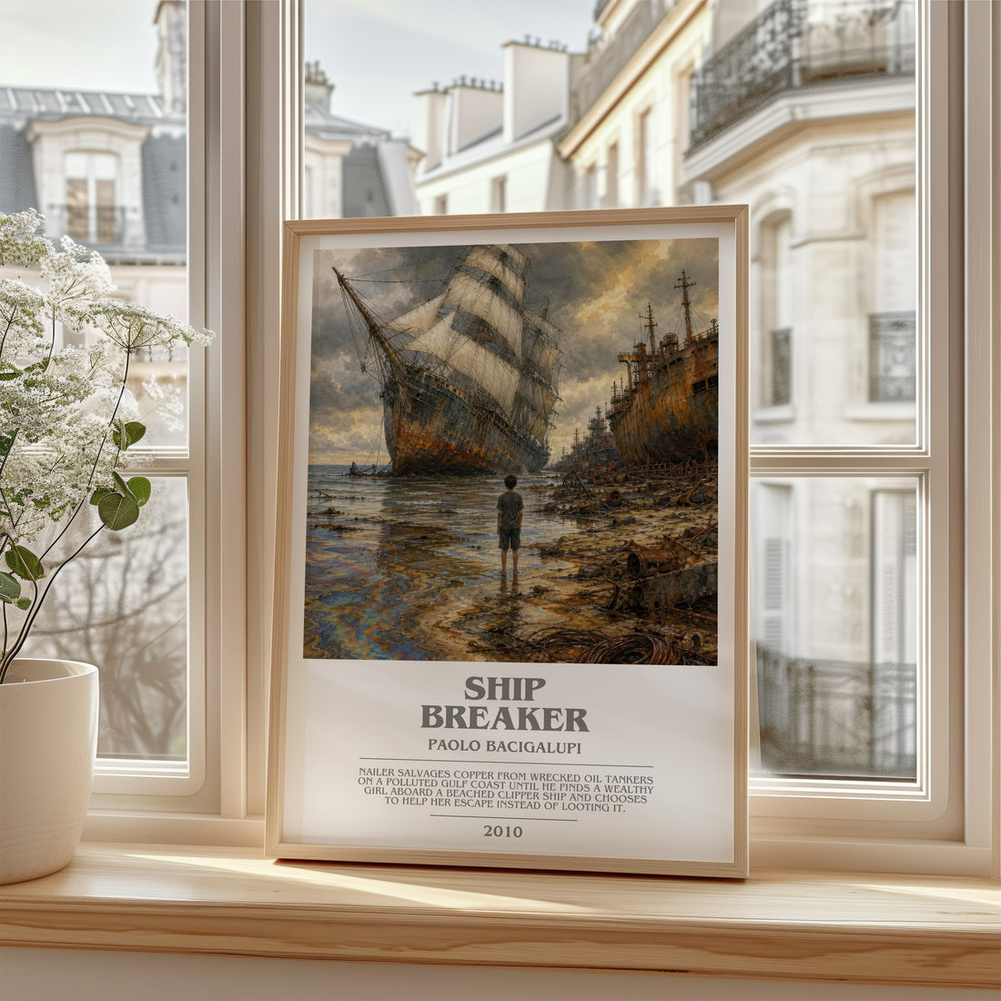 Ship breaker bookish poster colour and style options – Paolo Bacigalupi book art