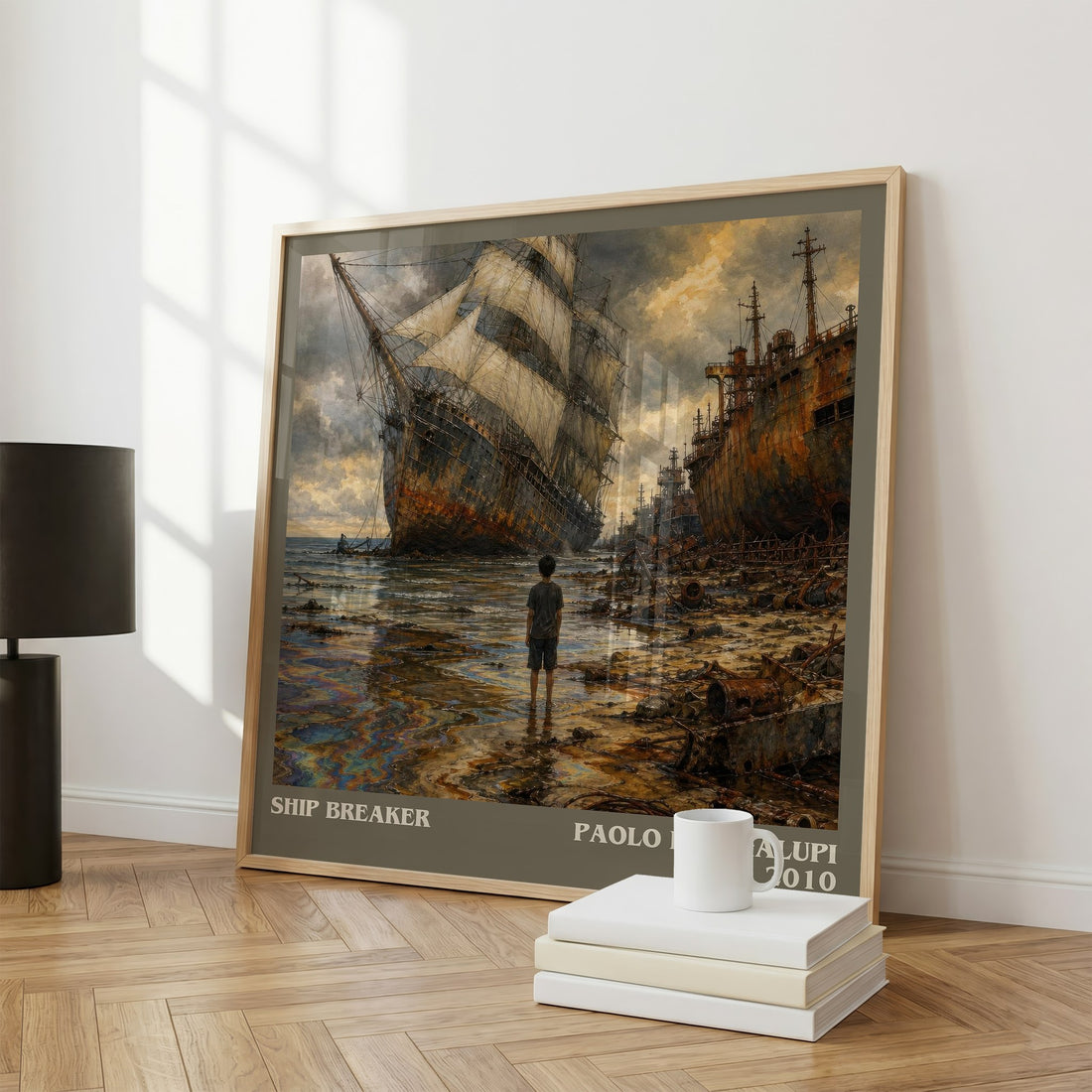 Ship breaker literary print framed by window – literary home decor