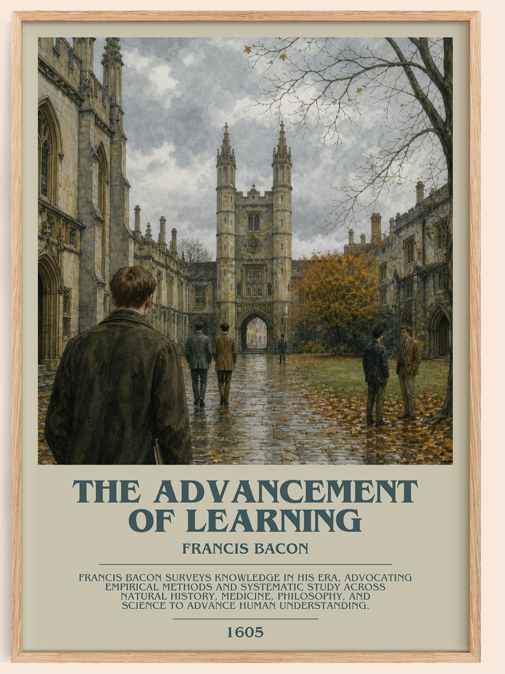 The advancement of learning bookish book poster by Francis Bacon – framed literary art print