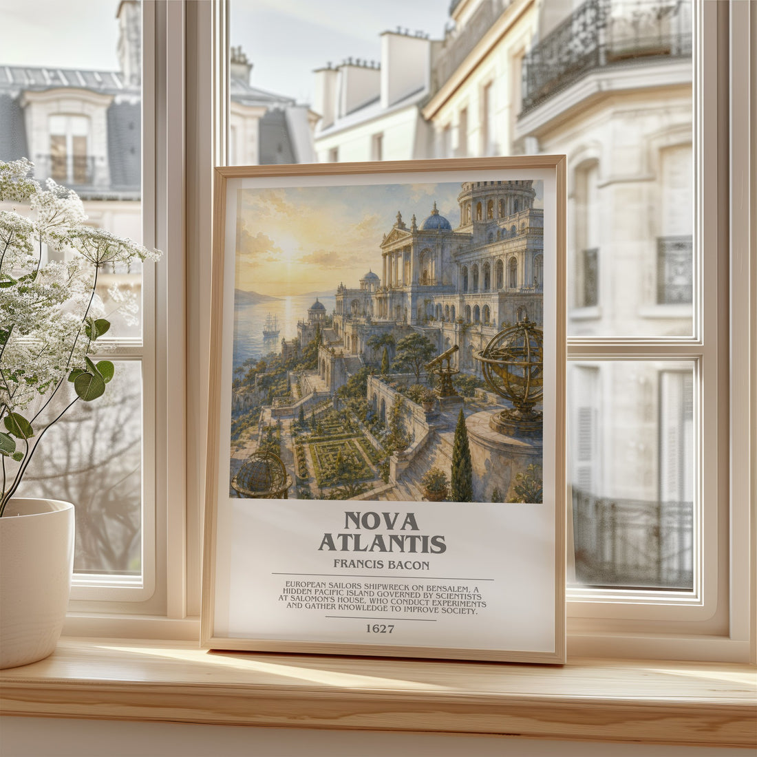 Nova Atlantis bookish poster colour and style options – Francis Bacon book art