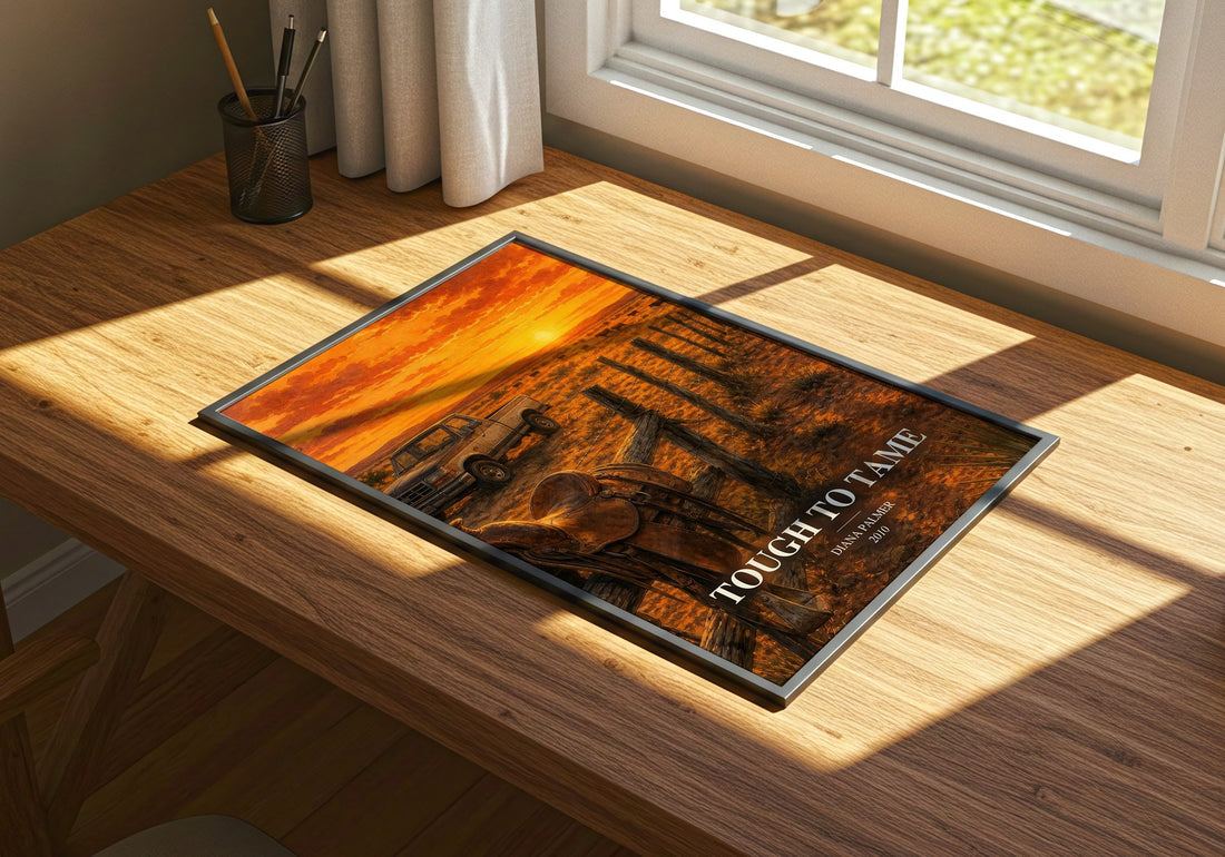 Tough to Tame watercolour book poster framed on wall – romance wall art