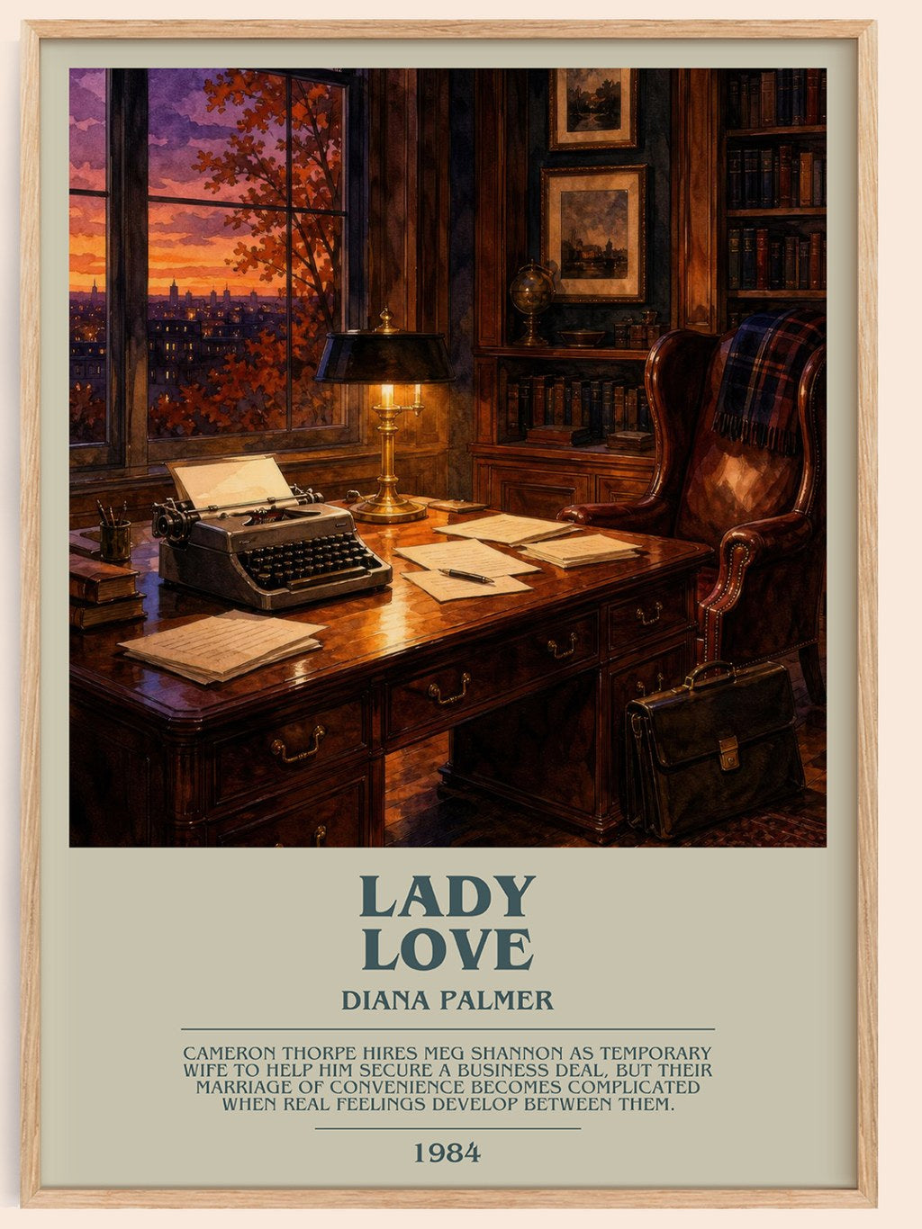 Lady Love bookish book poster by Diana Palmer – framed literary art print
