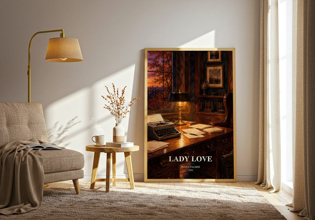 Lady Love watercolour print in frame leaning in hallway – romance wall art