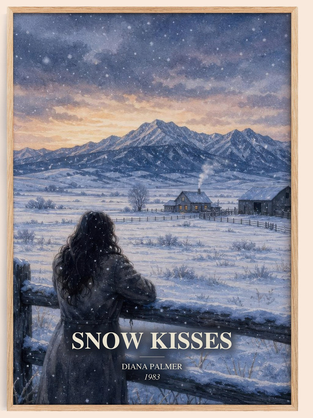 Snow Kisses watercolour book poster by Diana Palmer – framed literary art print