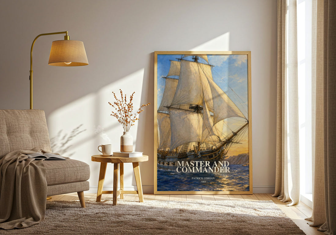 Master and Commander watercolour print in frame leaning in hallway – historical fiction wall art
