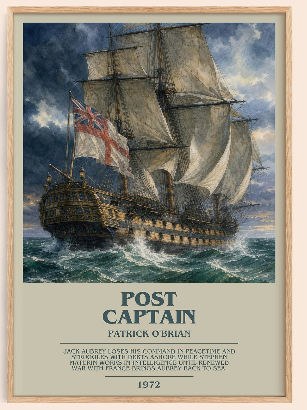 Post Captain bookish book poster by Patrick O'Brian – framed literary art print