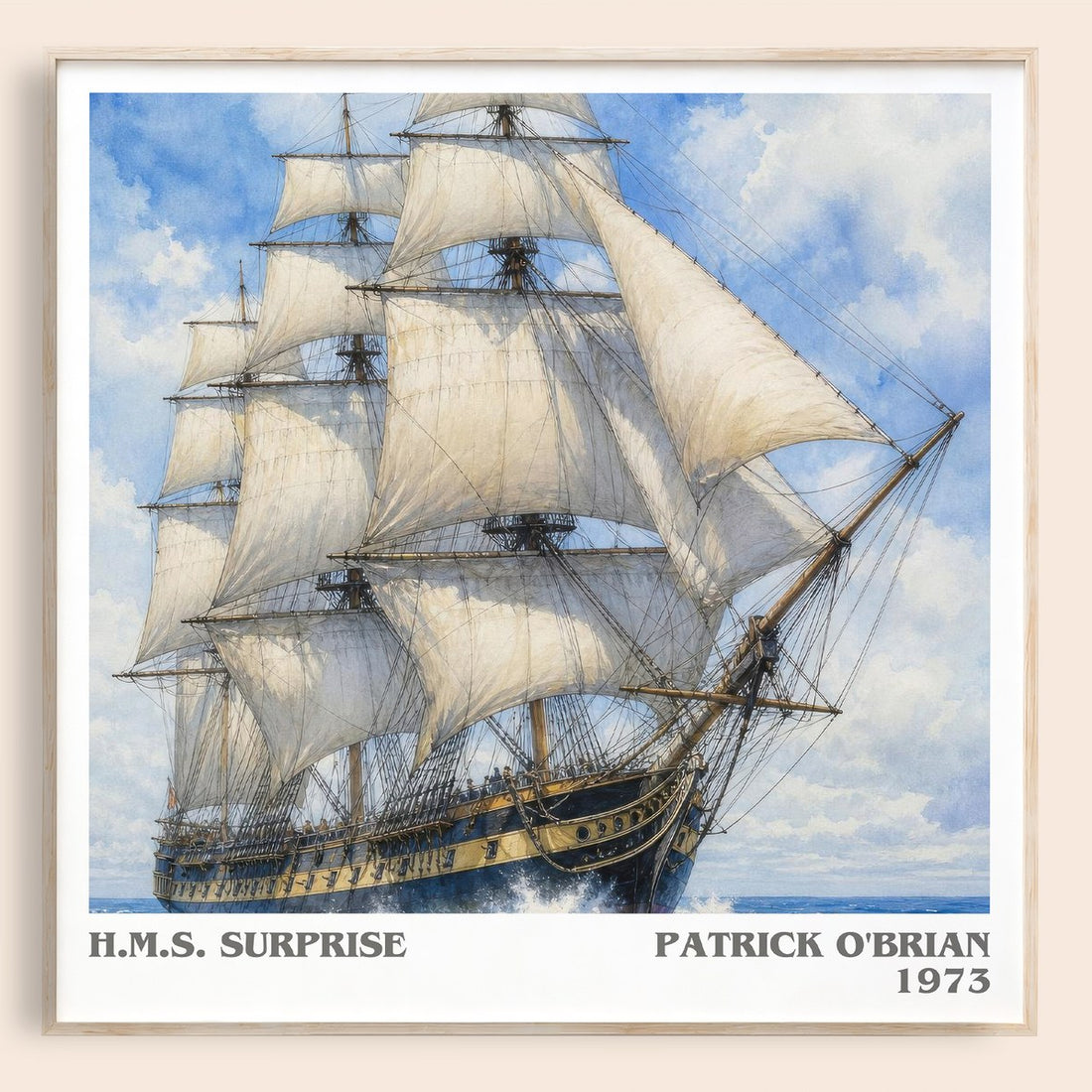 H.M.S. Surprise literary book poster by Patrick O'Brian – framed literary art print