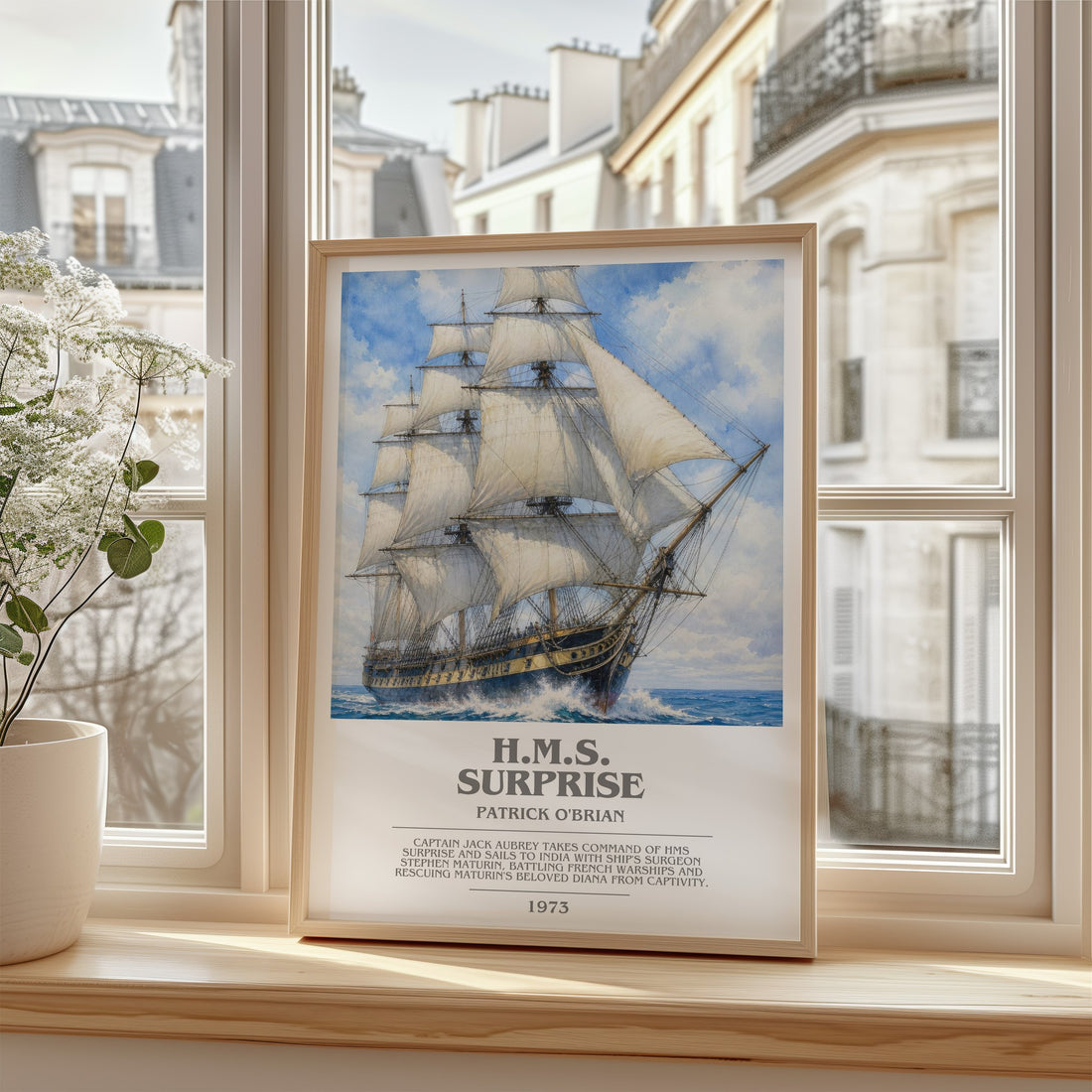 H.M.S. Surprise bookish poster colour and style options – Patrick O'Brian book art
