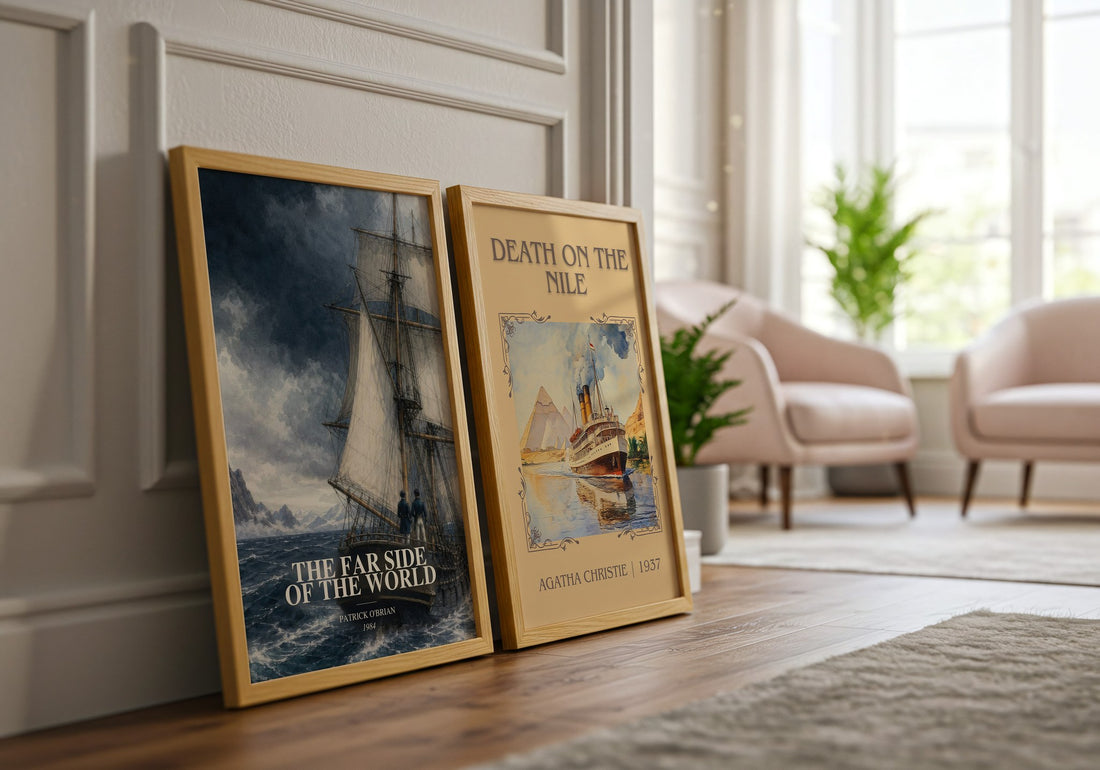 The Far Side of the World watercolour print framed by window – literary home decor