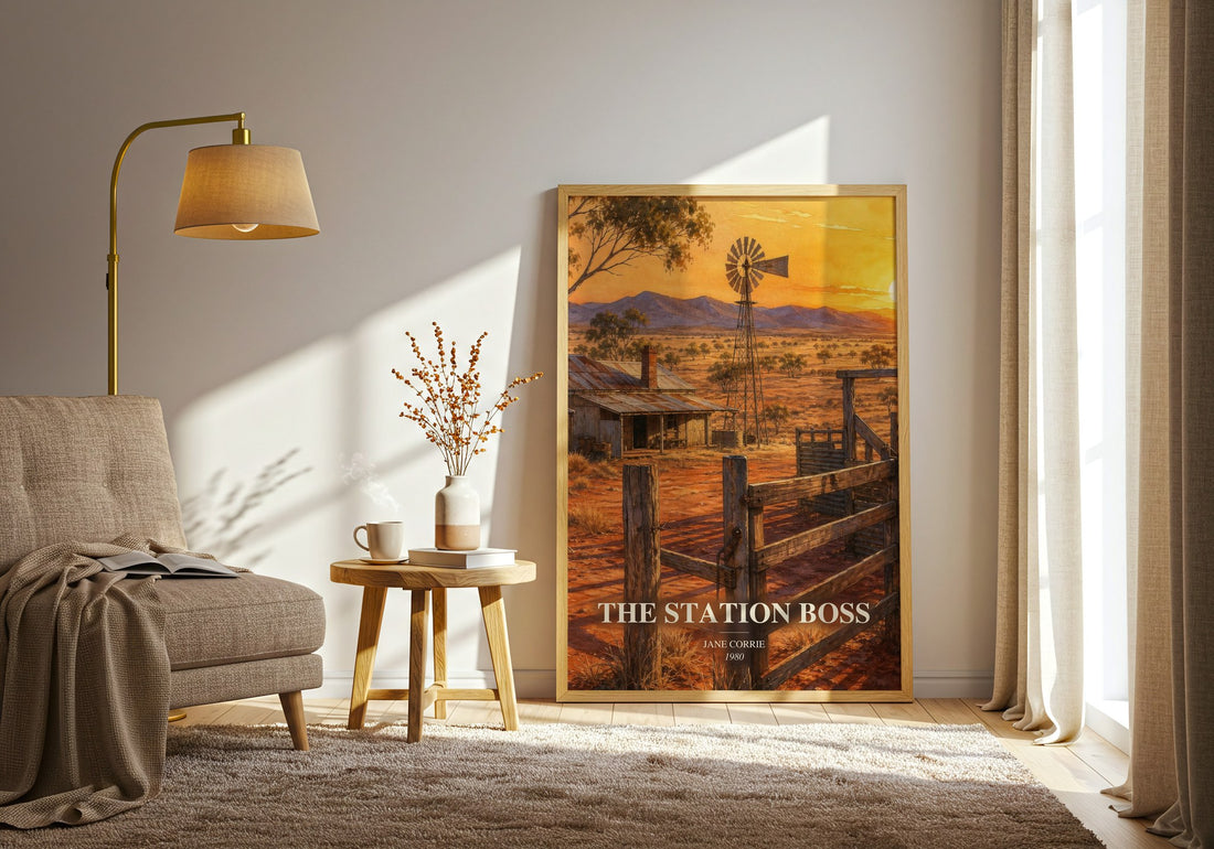 The station boss watercolour print in frame leaning in hallway – romance wall art