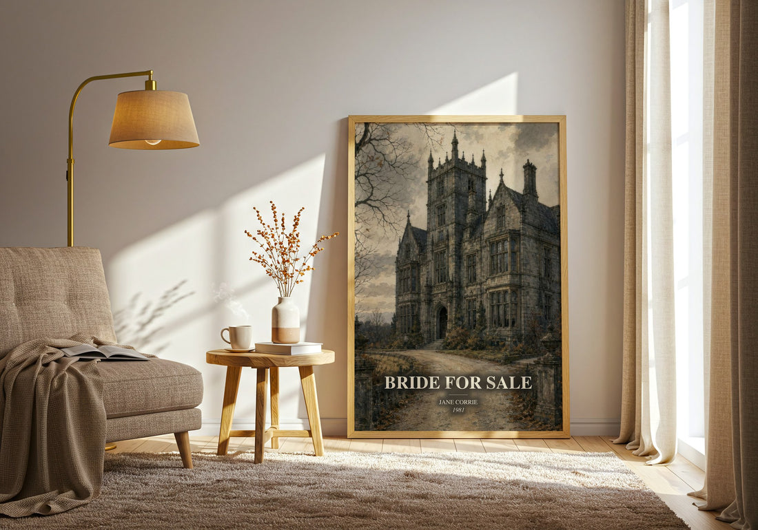 Bride For Sale watercolour print in frame leaning in hallway – romance wall art