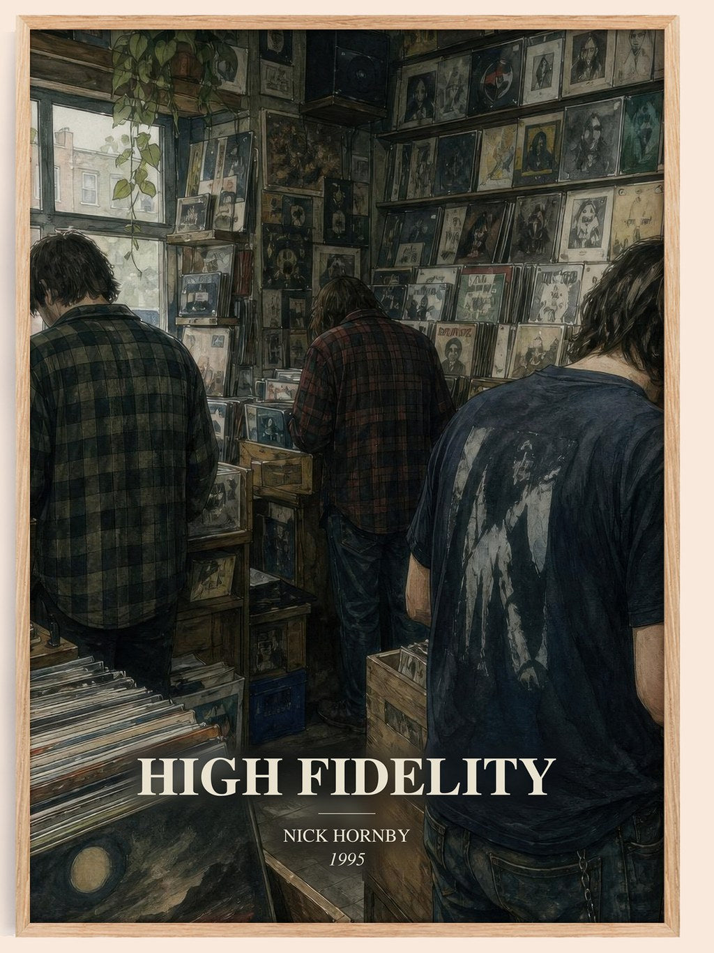 High Fidelity watercolour book poster by Nick Hornby – framed literary art print