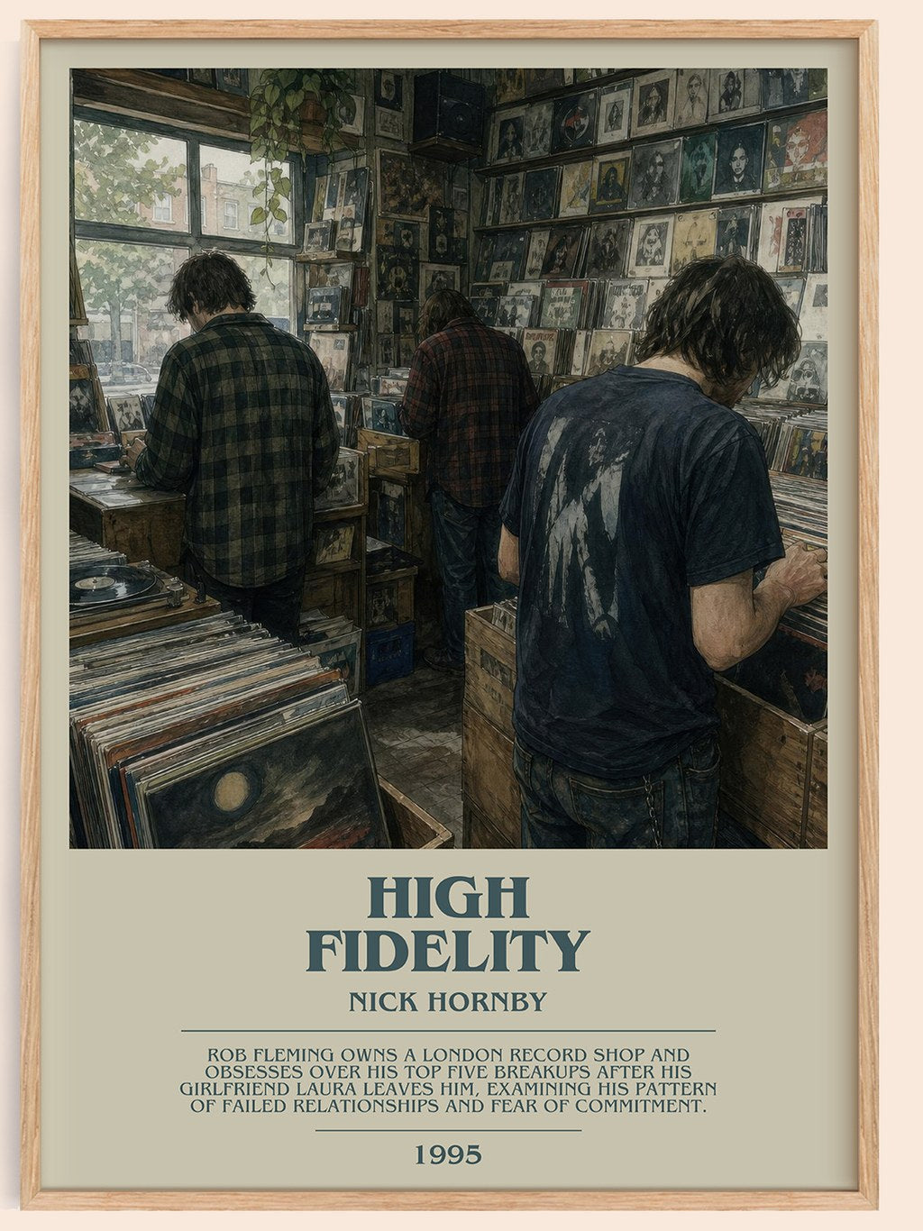 High Fidelity bookish book poster by Nick Hornby – framed literary art print