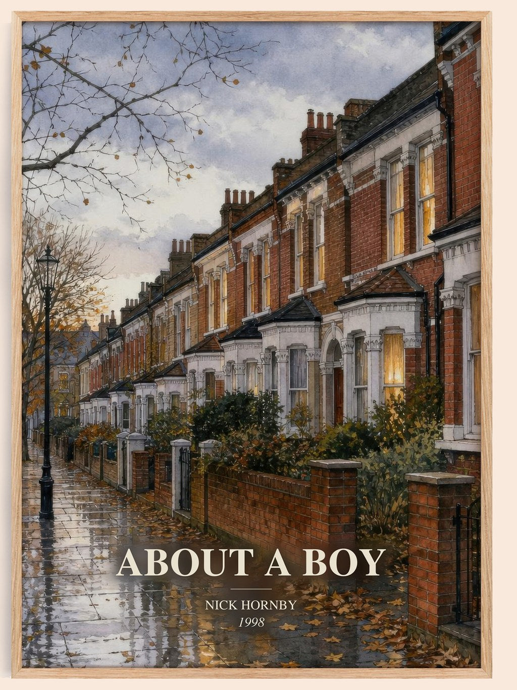 About a Boy watercolour book poster by Nick Hornby – framed literary art print