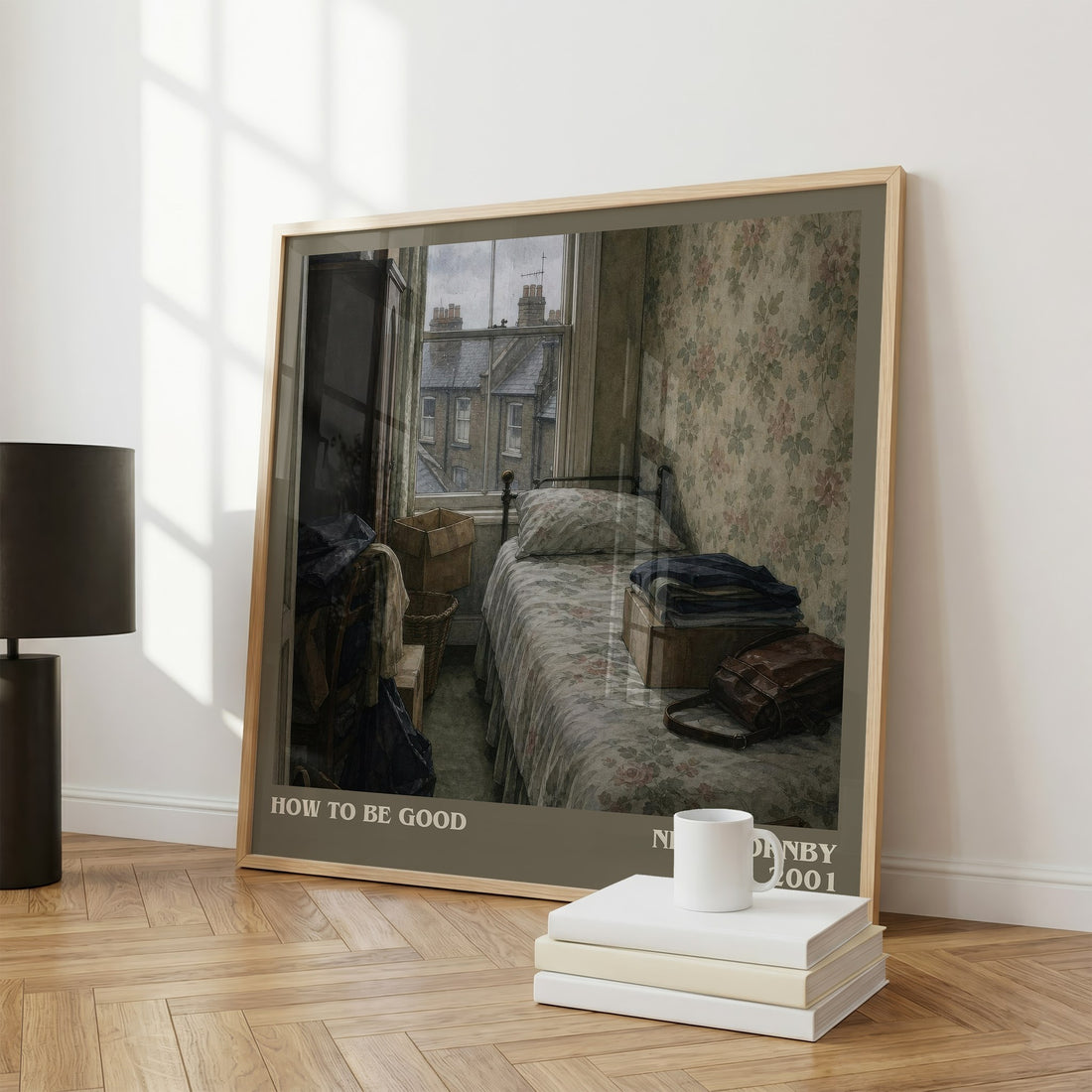 How to Be Good literary print framed by window – literary home decor