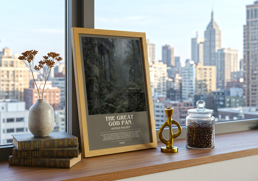 The Great God Pan bookish print framed by window – literary home decor