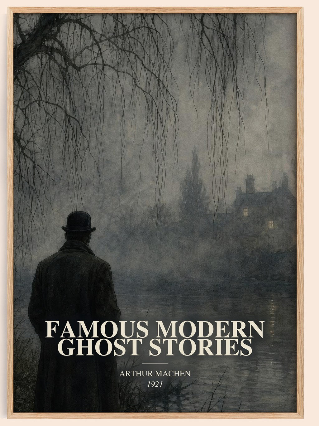 Famous Modern Ghost Stories watercolour book poster by Arthur Machen – framed literary art print