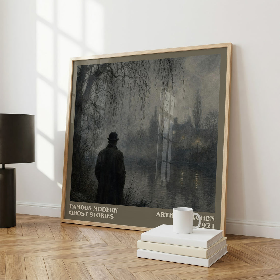 Famous Modern Ghost Stories literary print framed by window – literary home decor