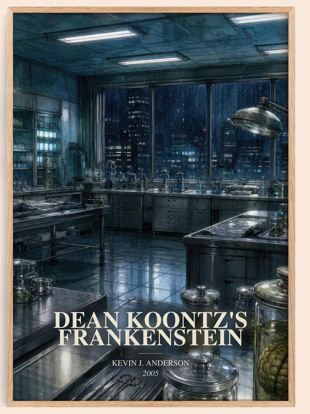 Dean Koontz's Frankenstein watercolour book poster by Kevin J. Anderson – framed literary art print