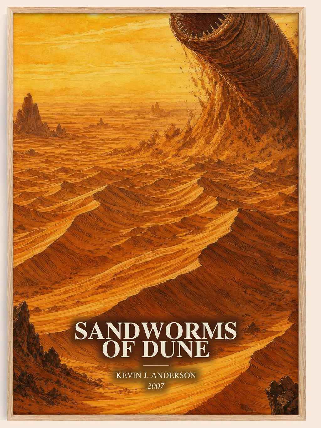 Sandworms of Dune watercolour book poster by Kevin J. Anderson – framed literary art print