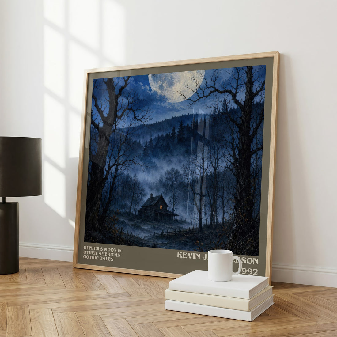 Hunter's Moon & Other American Gothic Tales literary print framed by window – literary home decor