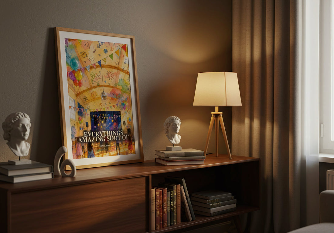 Everythings Amazing Sort Of watercolour print on bookshelf – Liz Pichon fan gift