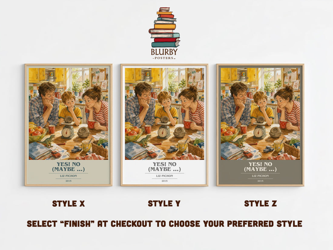 Yes! no (maybe ...) book cover print in frame leaning in hallway – childrens wall art (mockup)