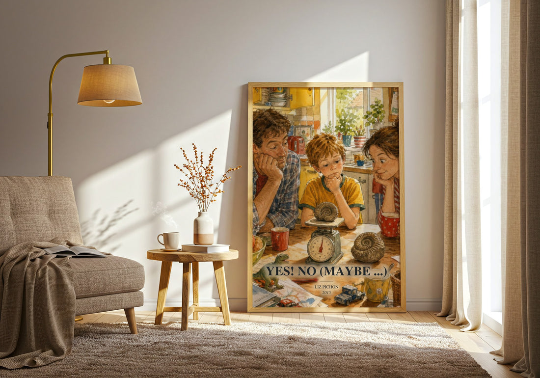 Yes! no (maybe ...) watercolour print in frame leaning in hallway – childrens wall art