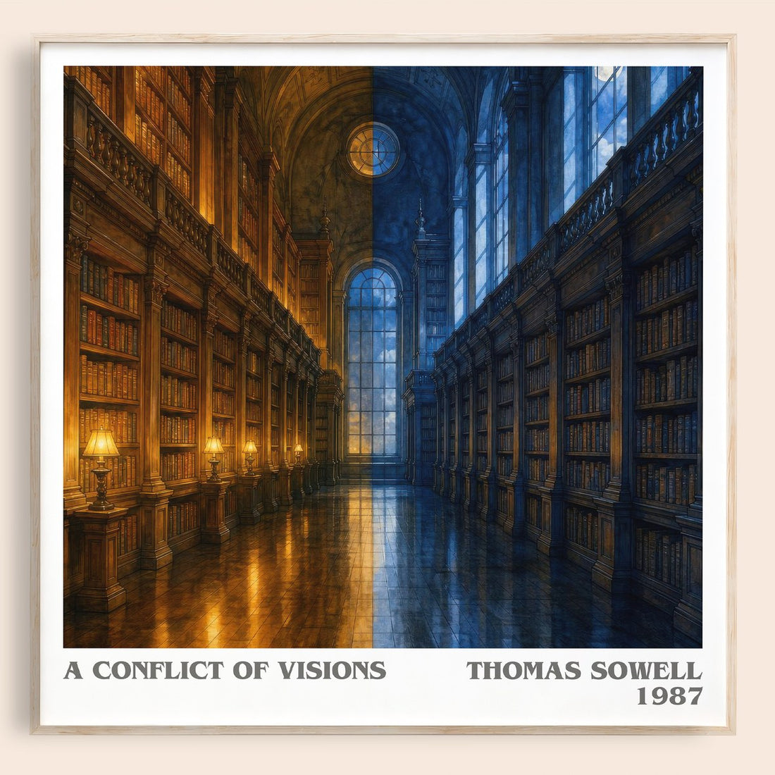 A conflict of visions literary book poster by Thomas Sowell – framed literary art print