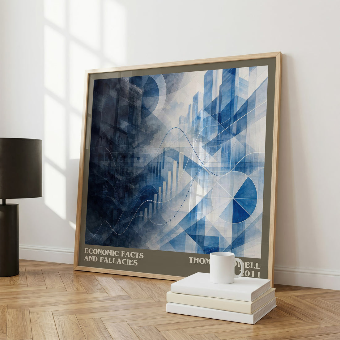 Economic Facts and Fallacies literary print framed by window – literary home decor