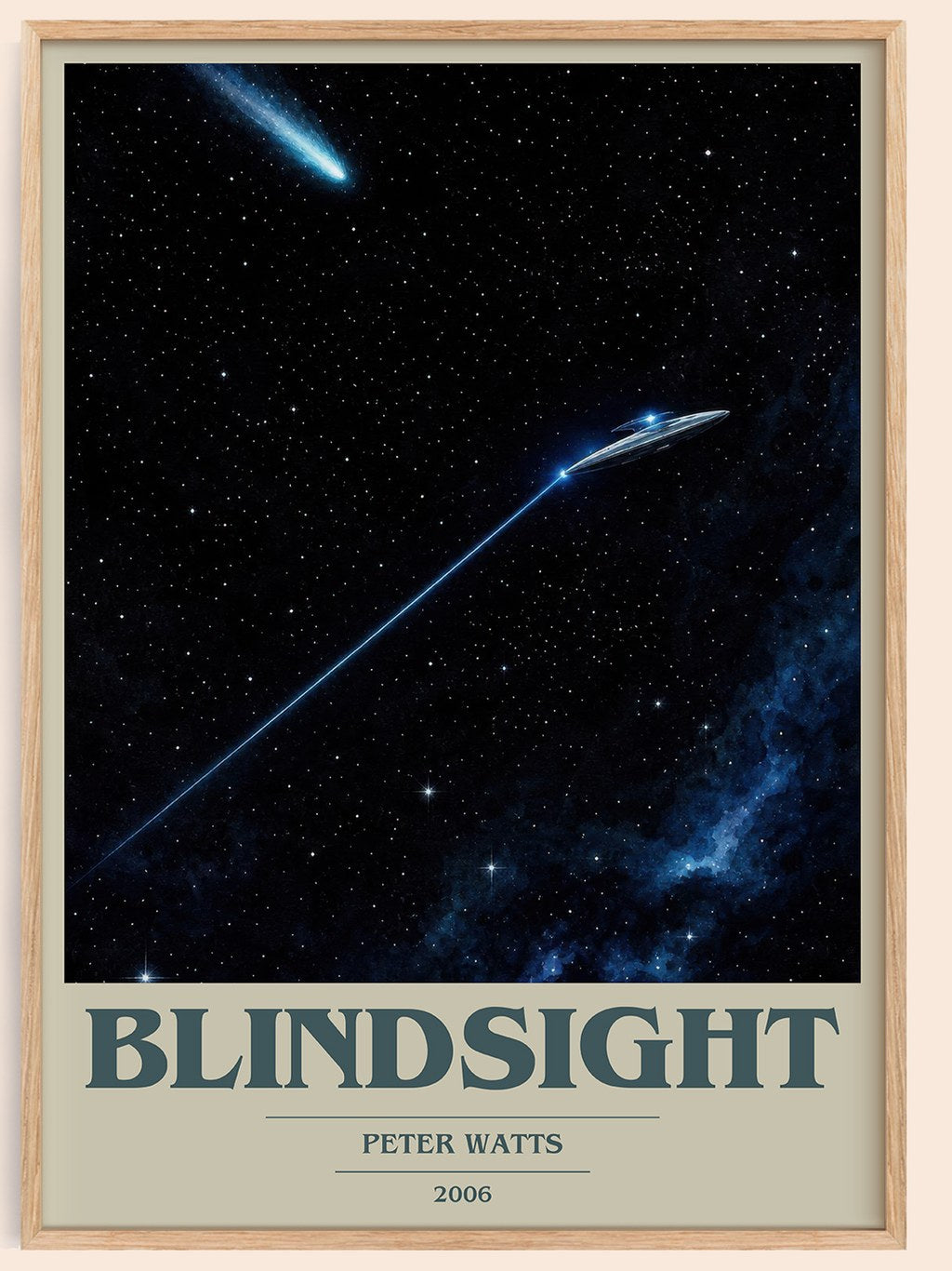 Blindsight book cover book poster by Peter Watts – framed literary art print