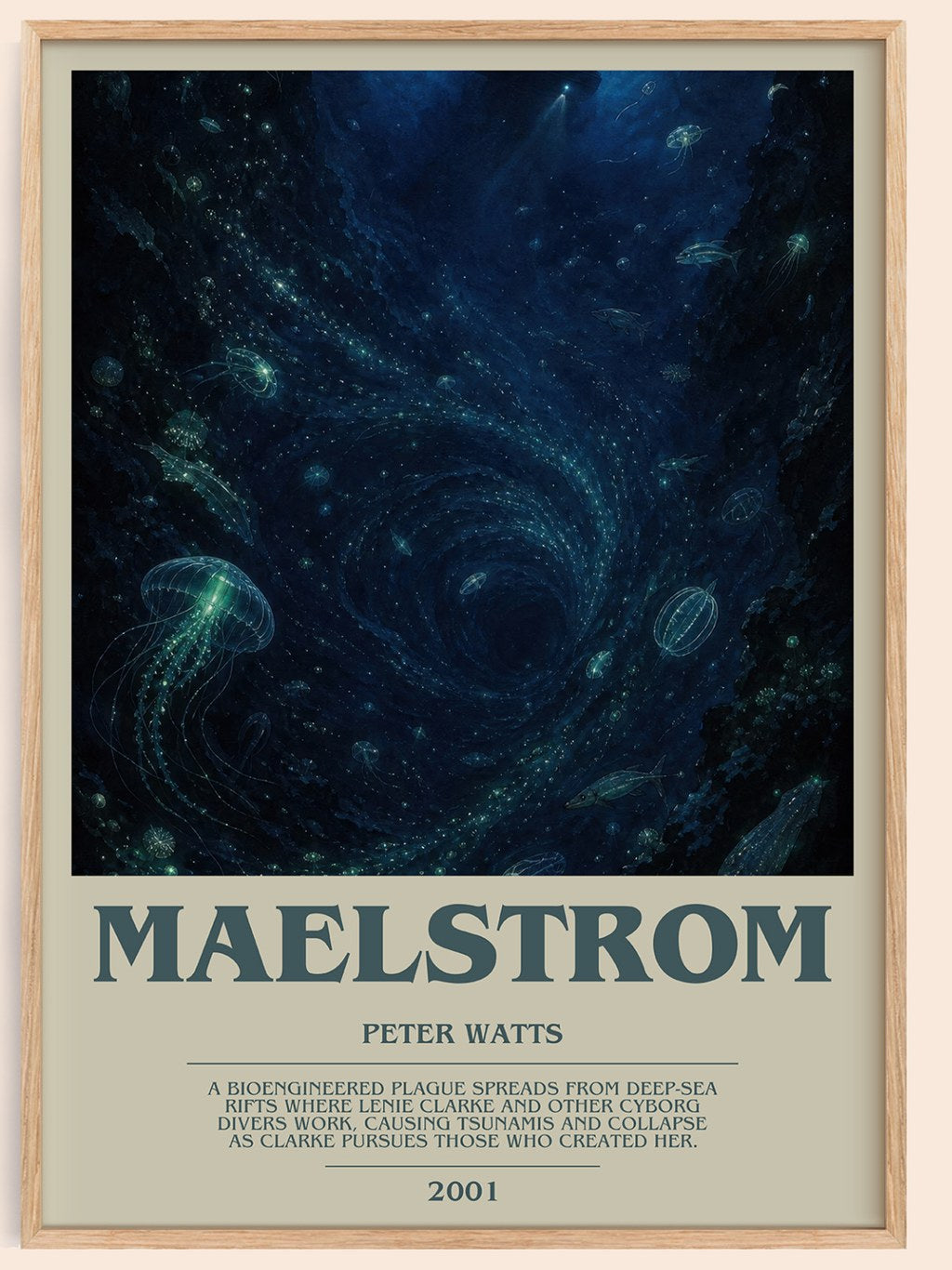 Maelstrom bookish book poster by Peter Watts – framed literary art print