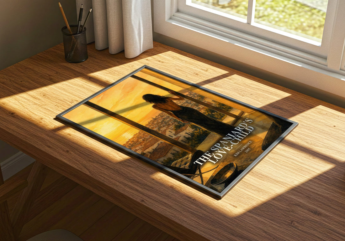 The Spaniard's Love-Child watercolour book poster framed on wall – romance wall art