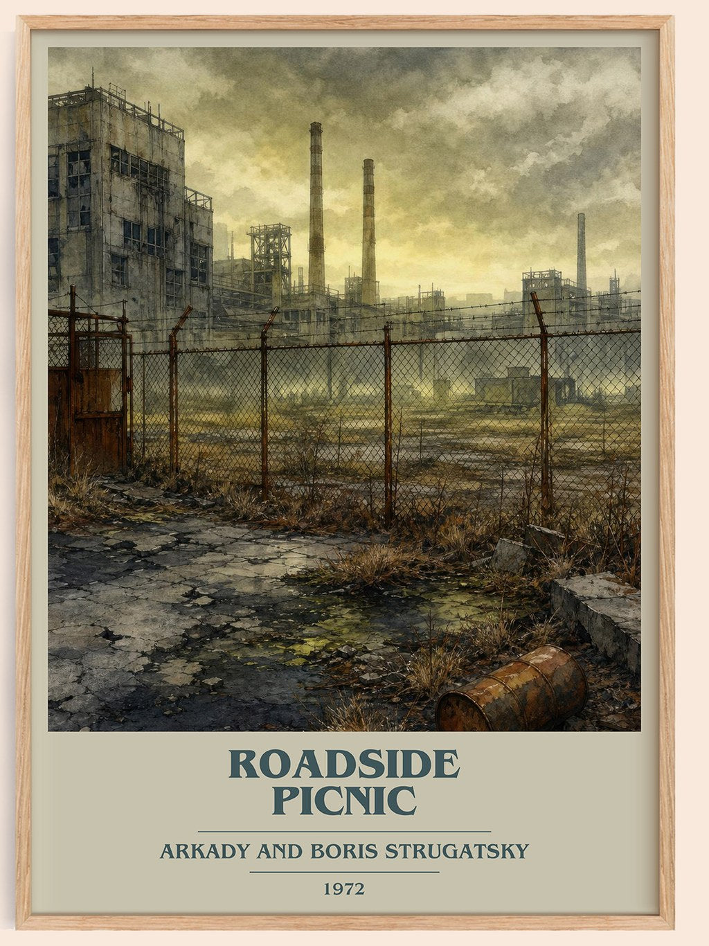 Roadside Picnic book cover book poster by Arkady and Boris Strugatsky – framed literary art print