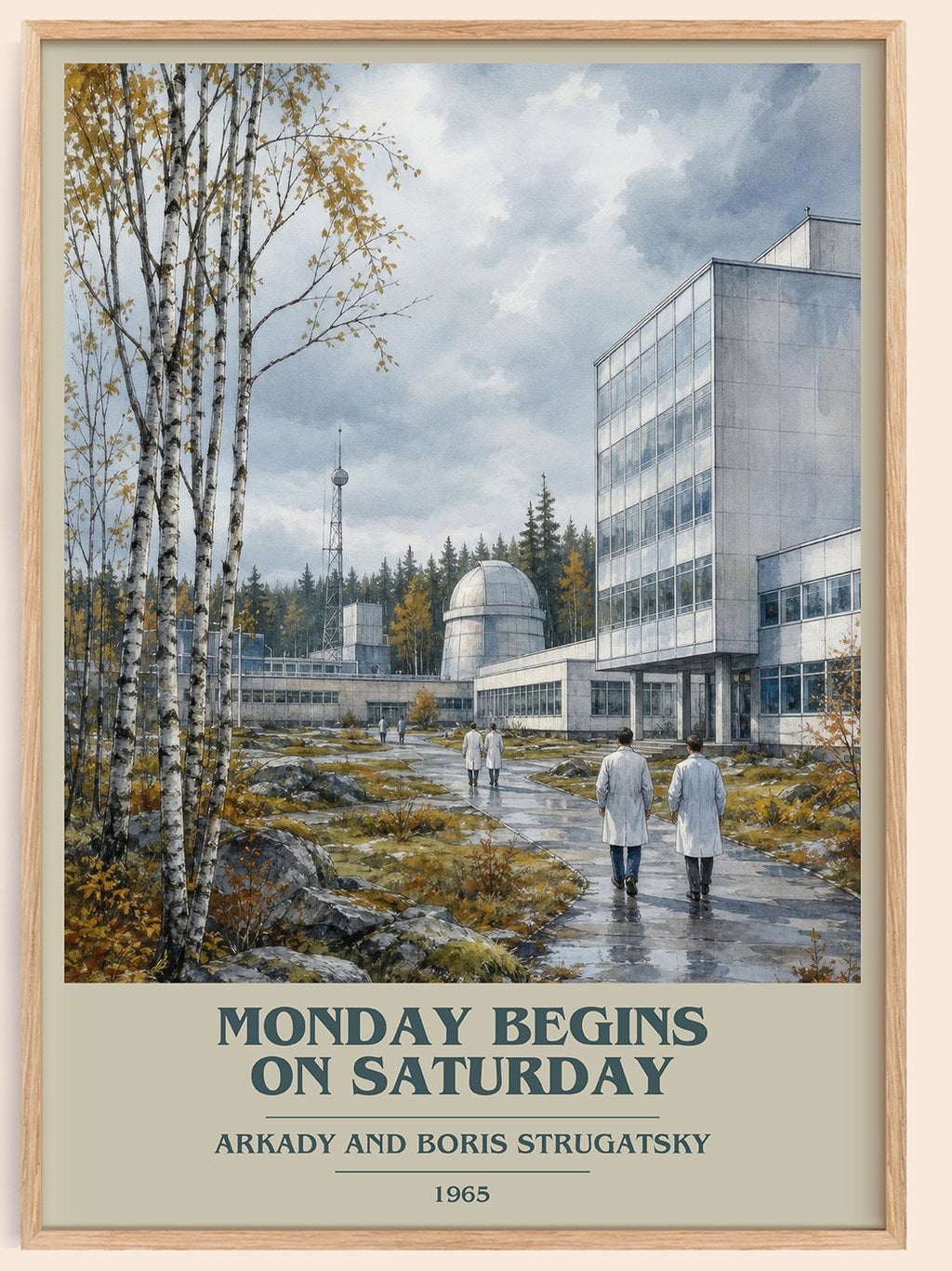 Monday Begins on Saturday book cover book poster by Arkady and Boris Strugatsky – framed literary art print