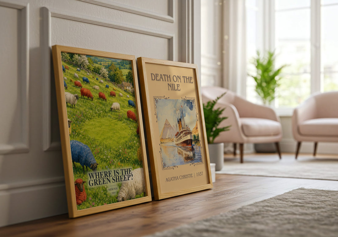 Where is the green sheep? watercolour print framed by window – literary home decor