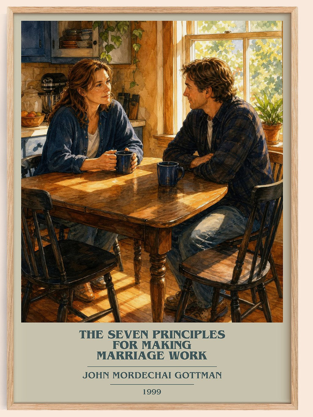 The seven principles for making marriage work book cover book poster by John Mordechai Gottman – framed literary art print