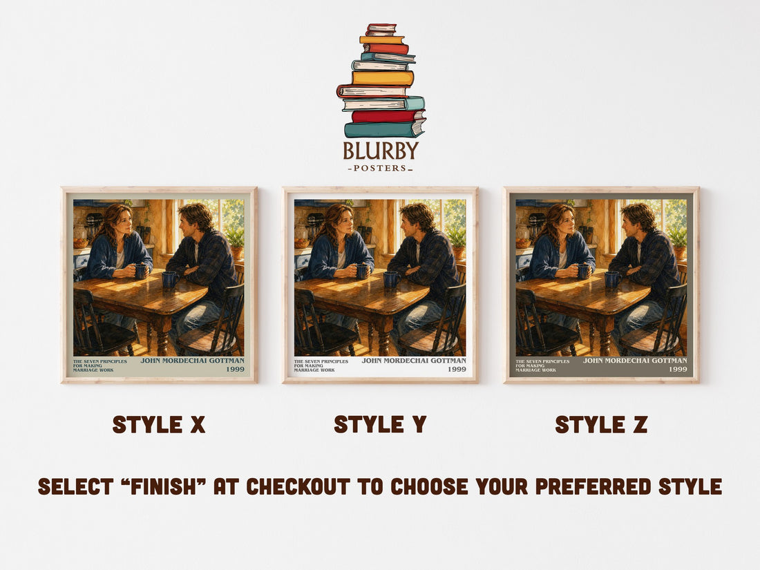 The seven principles for making marriage work literary print in frame leaning in hallway – non fiction wall art (mockup)