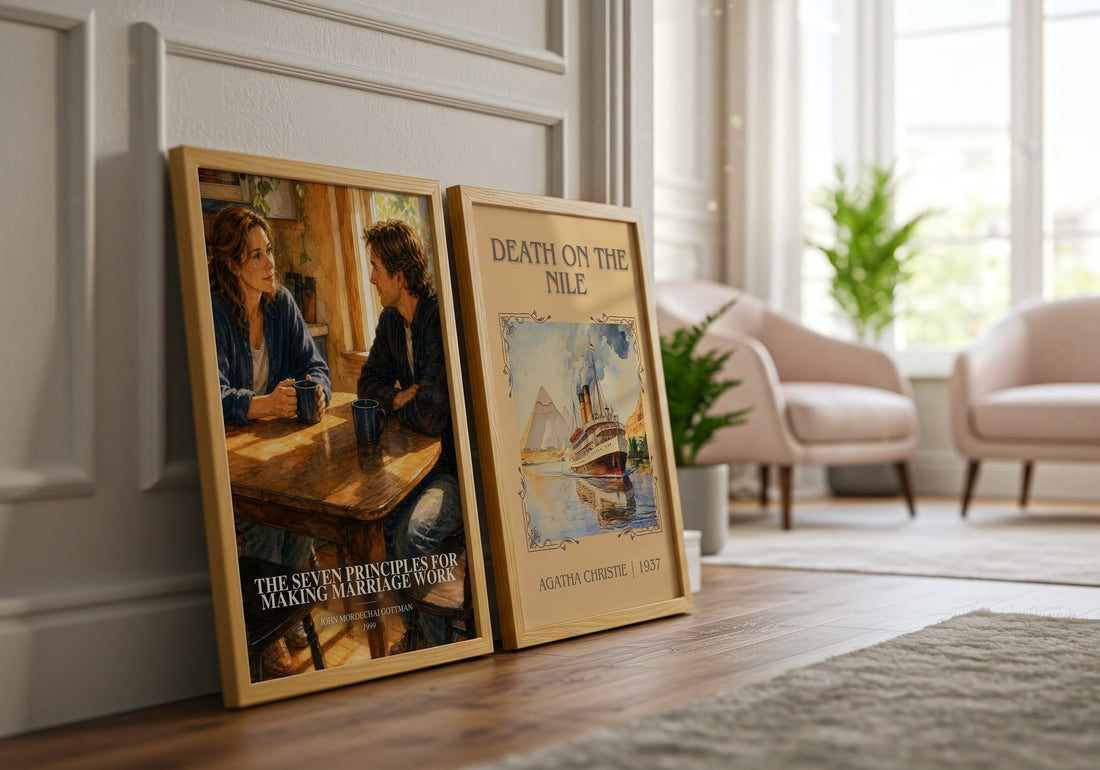The seven principles for making marriage work watercolour print framed by window – literary home decor
