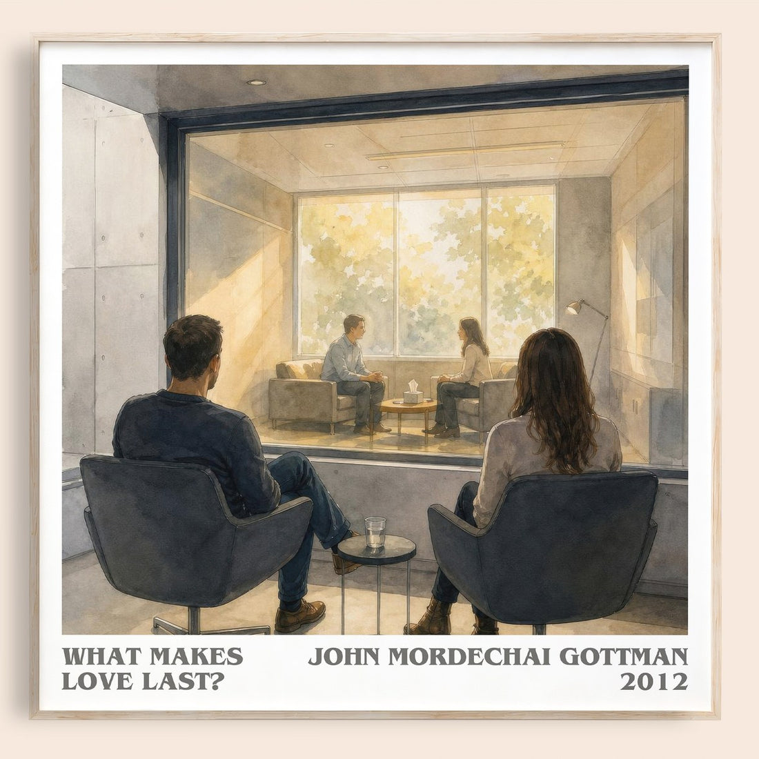 What makes love last? literary book poster by John Mordechai Gottman – framed literary art print
