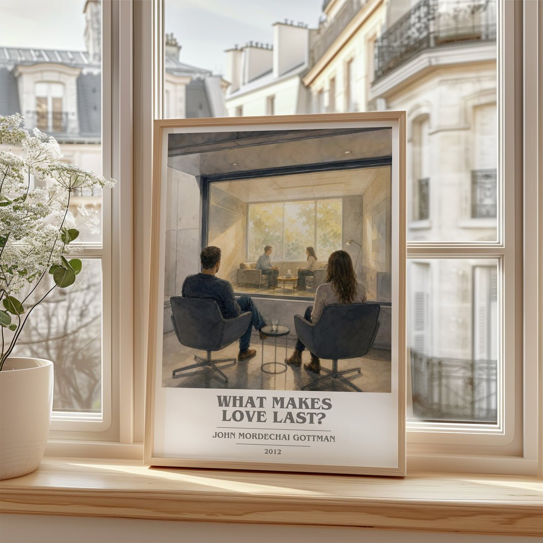 What makes love last? book cover poster colour and style options – John Mordechai Gottman book art