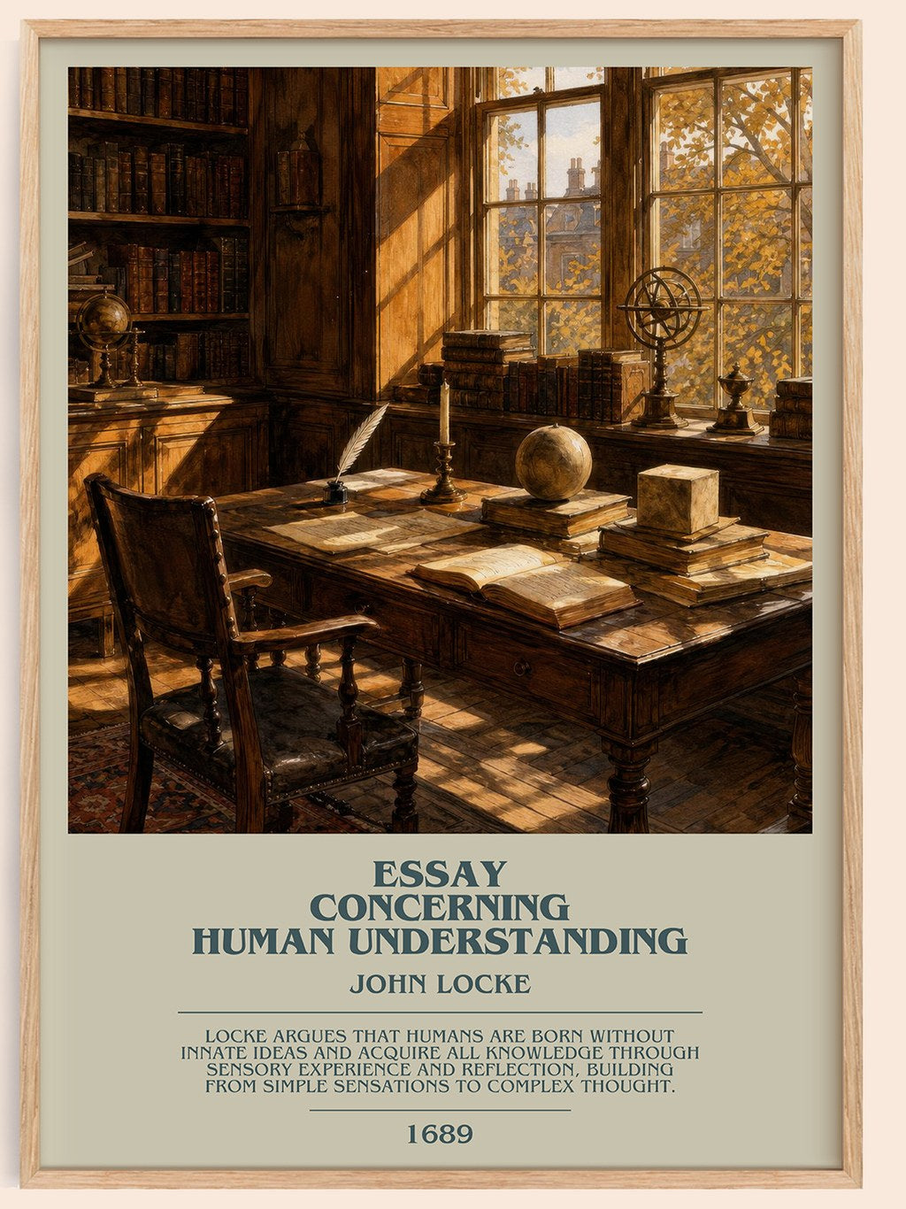 Essay concerning human understanding bookish book poster by John Locke – framed literary art print