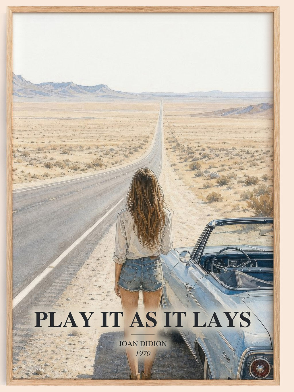 Play It as It Lays watercolour book poster by Joan Didion – framed literary art print