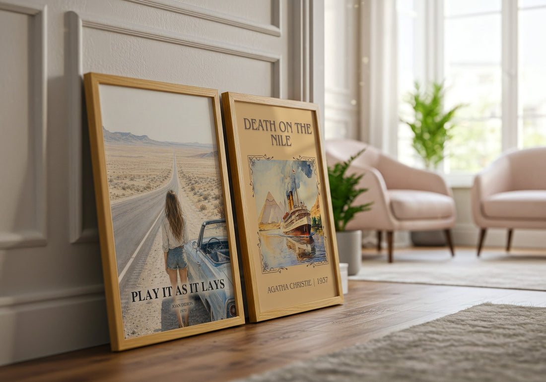 Play It as It Lays watercolour print framed by window – literary home decor
