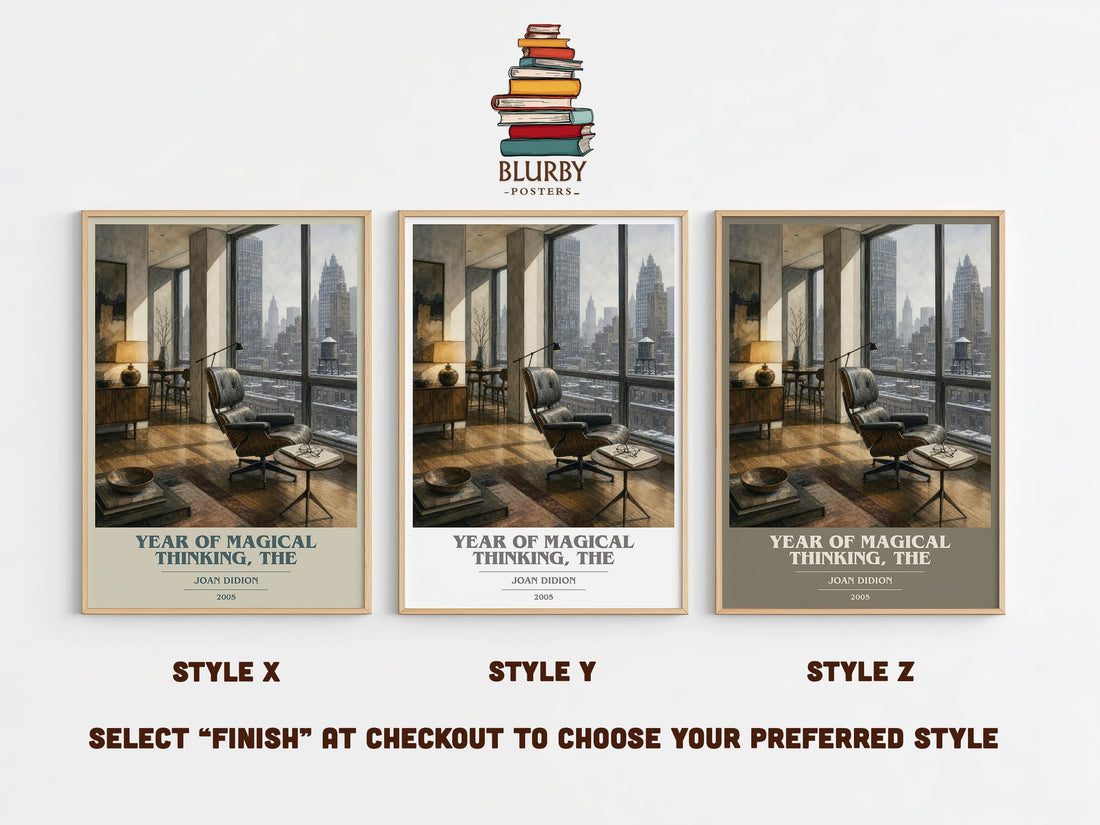 Year of Magical Thinking, The book cover print in frame leaning in hallway – memoir wall art (mockup)
