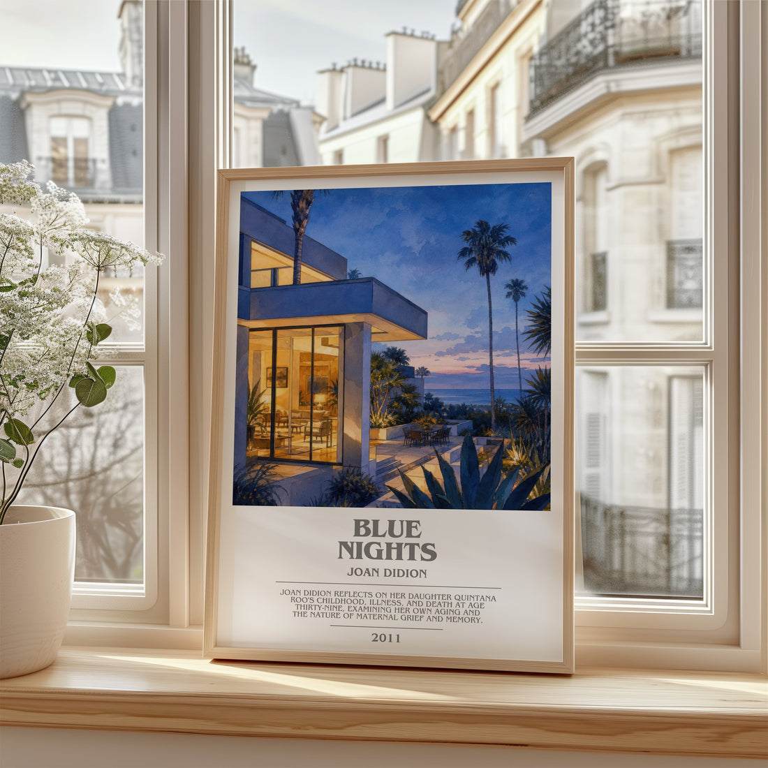 Blue nights bookish poster colour and style options – Joan Didion book art