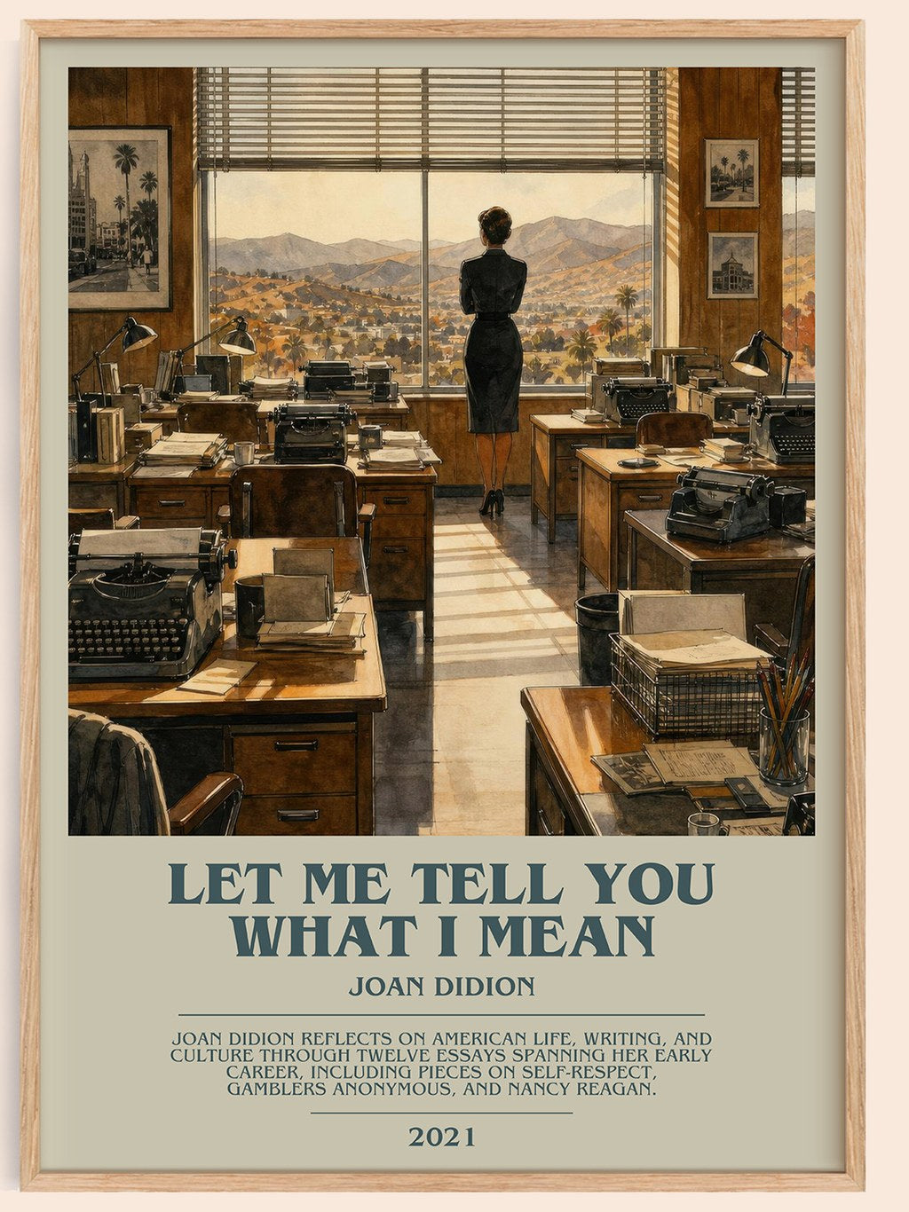 Let Me Tell You What I Mean bookish book poster by Joan Didion – framed literary art print