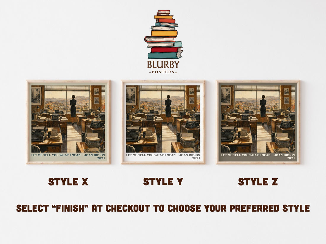 Let Me Tell You What I Mean literary print in frame leaning in hallway – non fiction wall art (mockup)