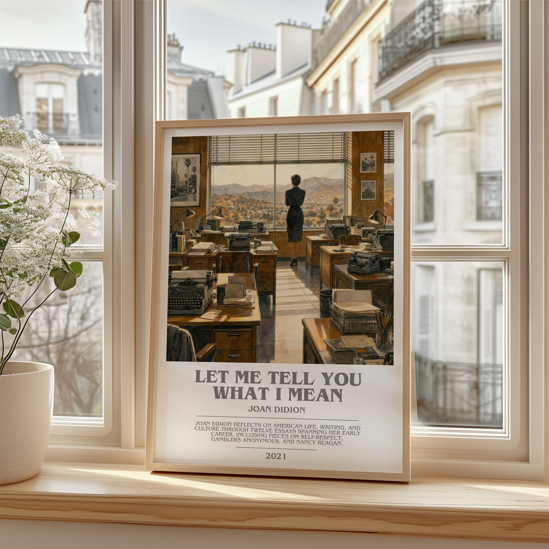 Let Me Tell You What I Mean bookish poster colour and style options – Joan Didion book art