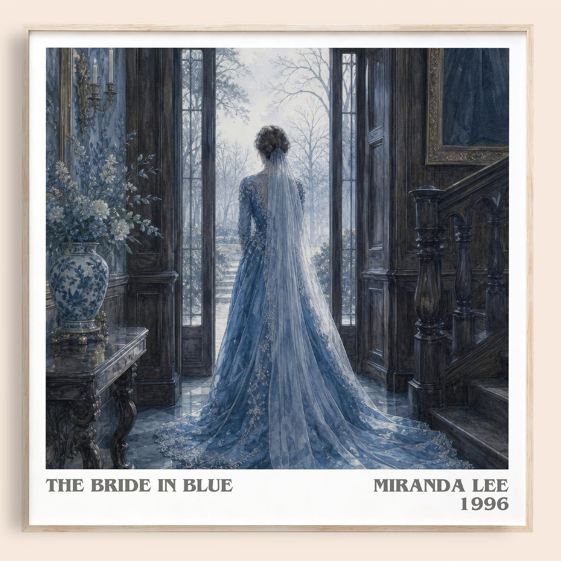 The Bride In Blue literary book poster by Miranda Lee – framed literary art print
